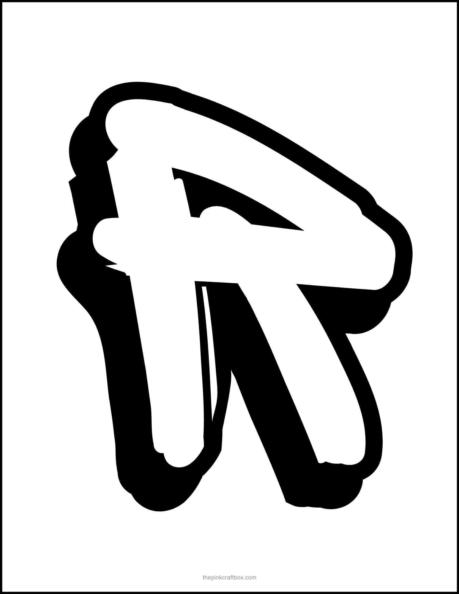 Graffiti letter R printable.