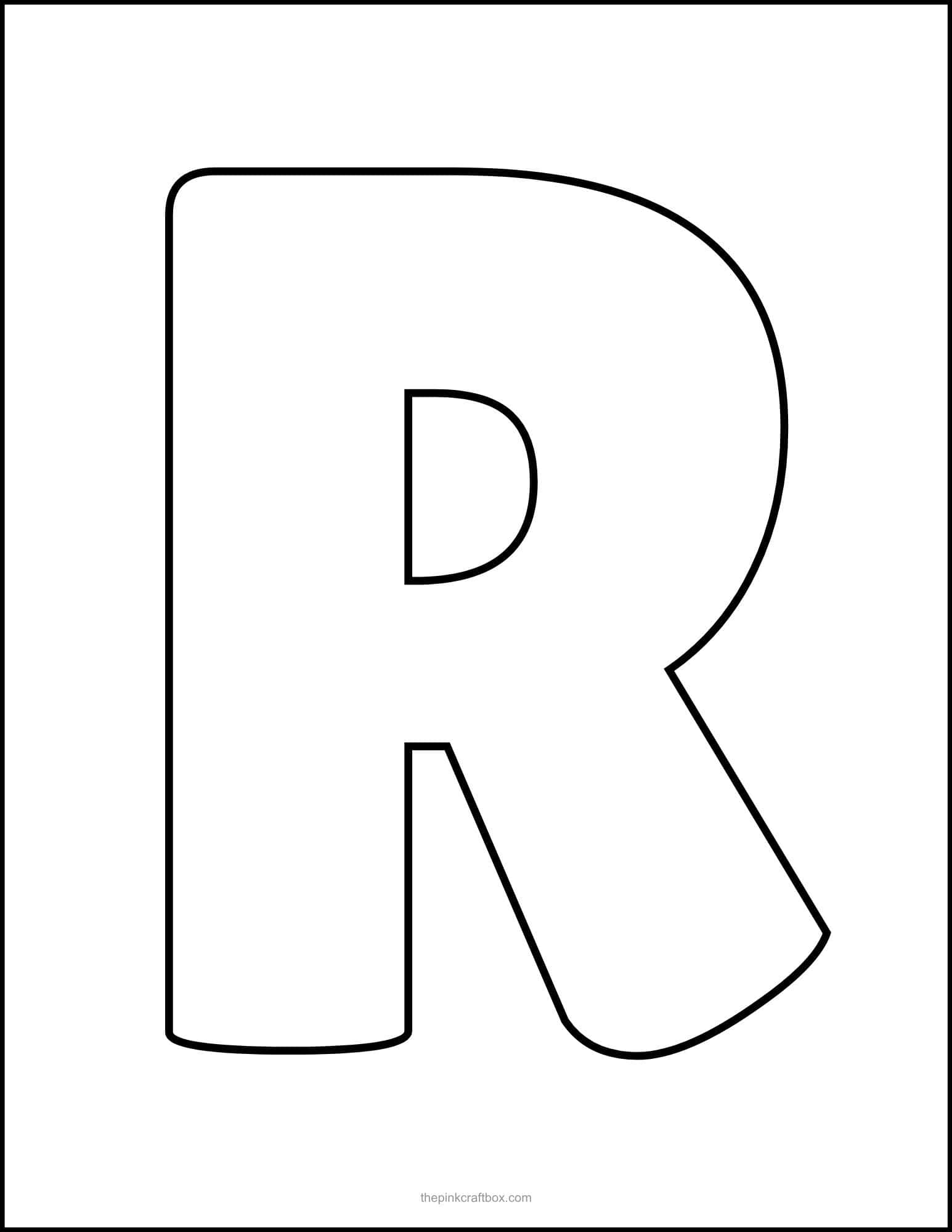 Printable letter R in regular font style.