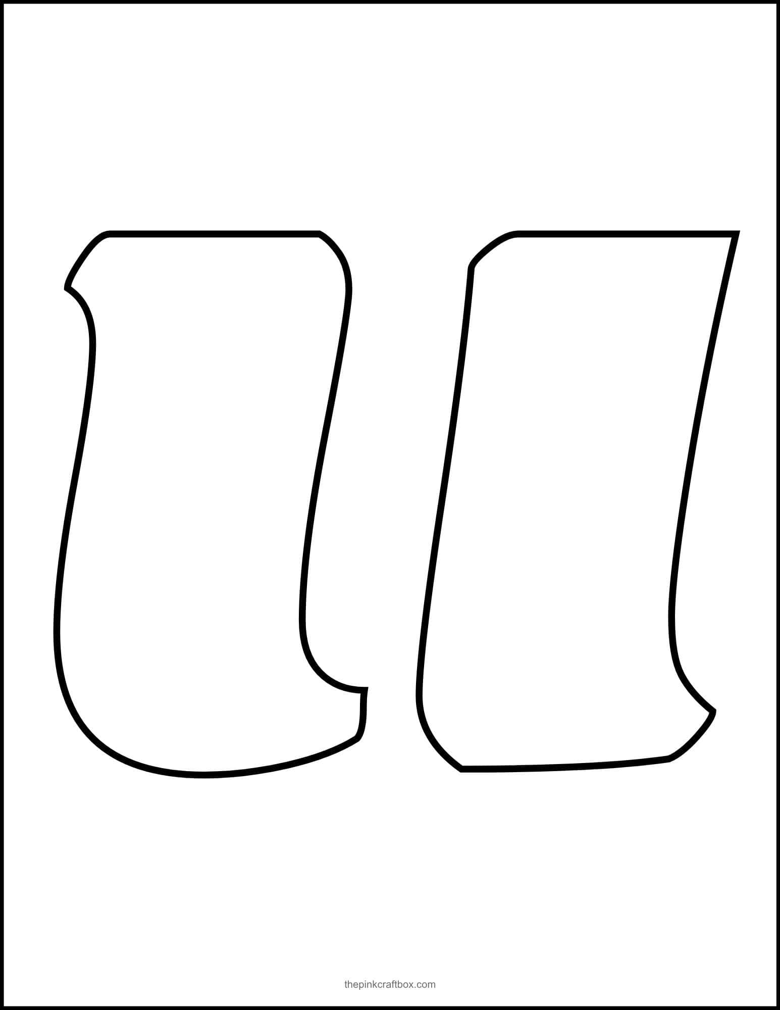 Letter U stencil template.