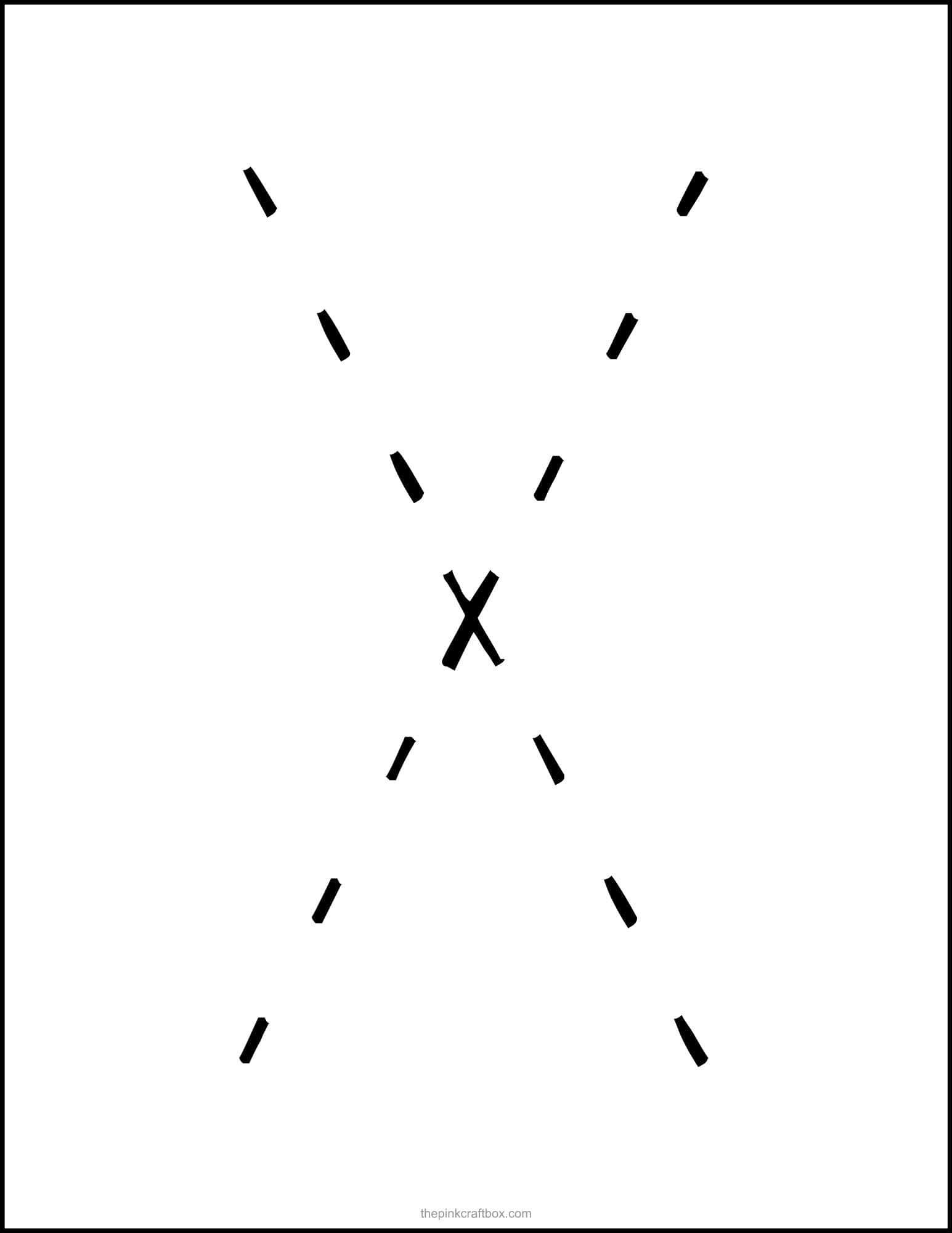 Dotted lines capital letter X template.