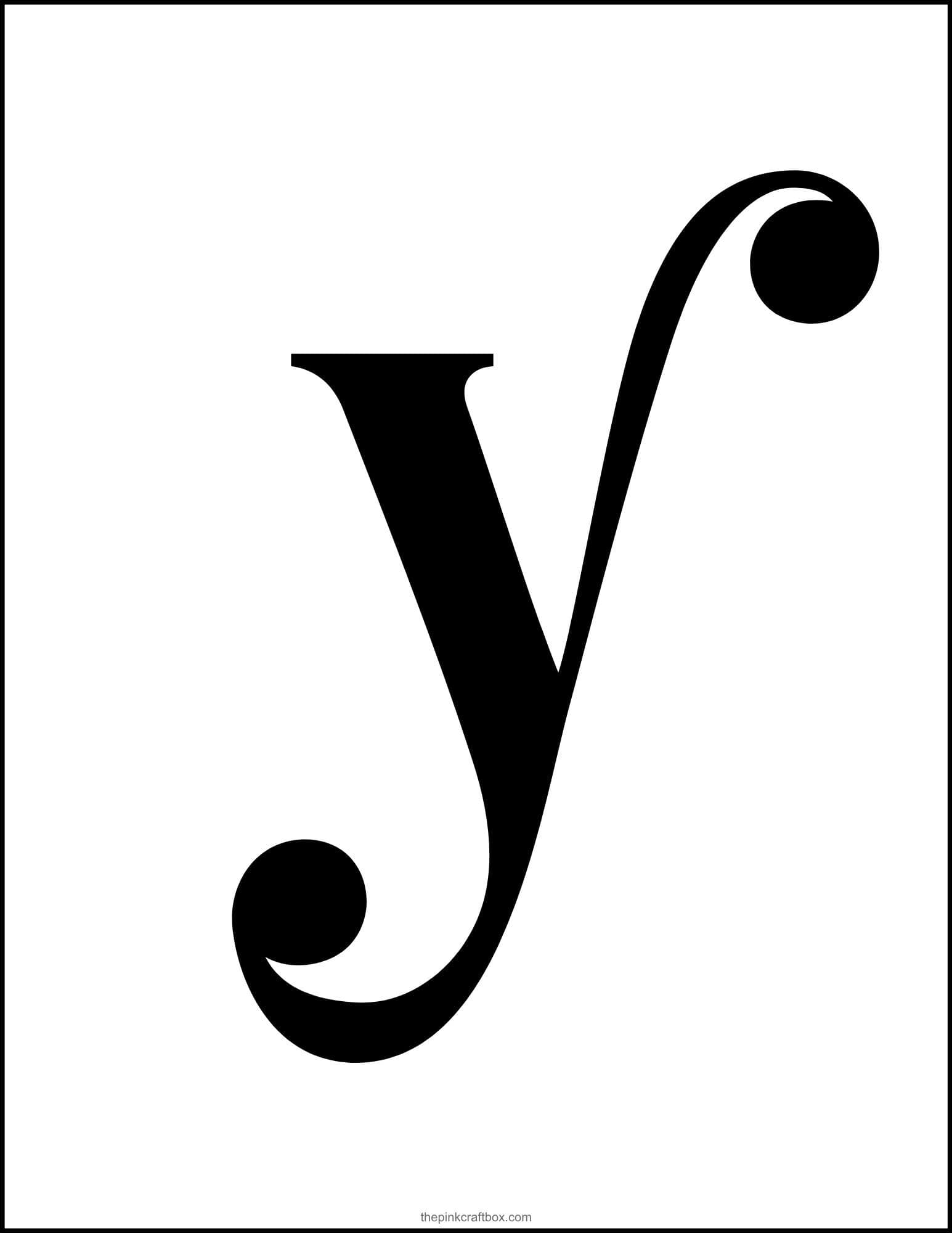 Printable letter Y in fancy font.