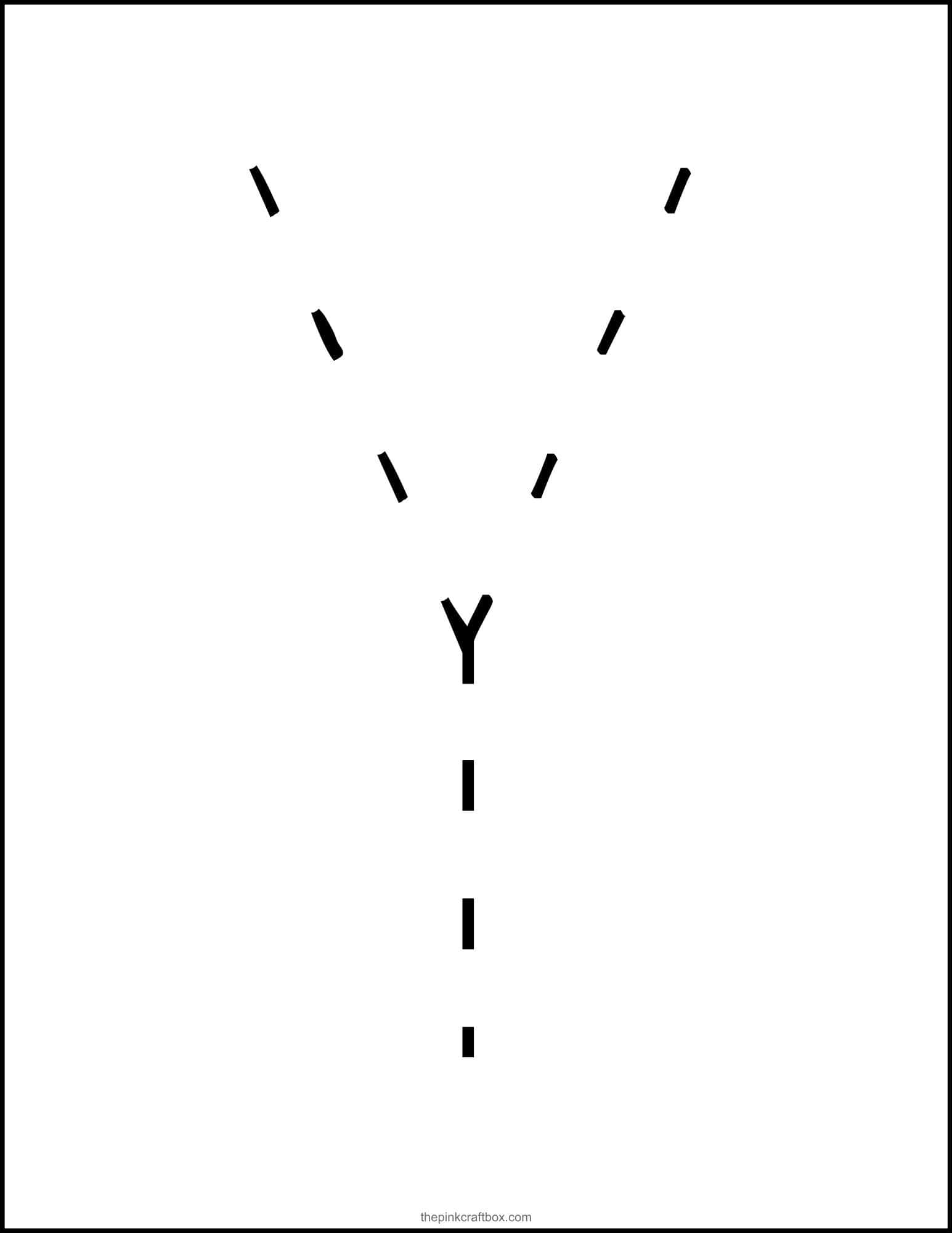 Dotted lines capital letter Y template.