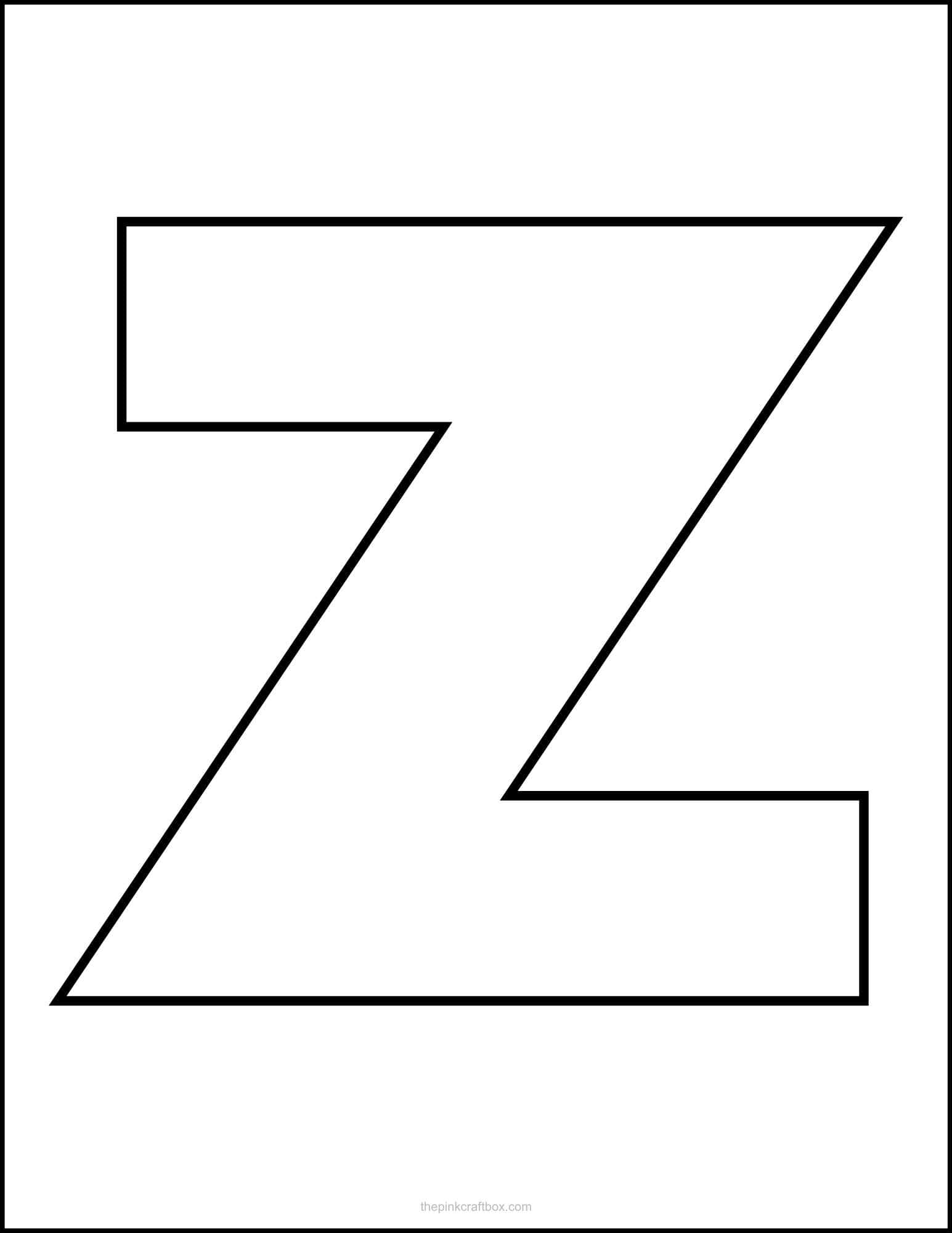 Printable letter Z in block font.