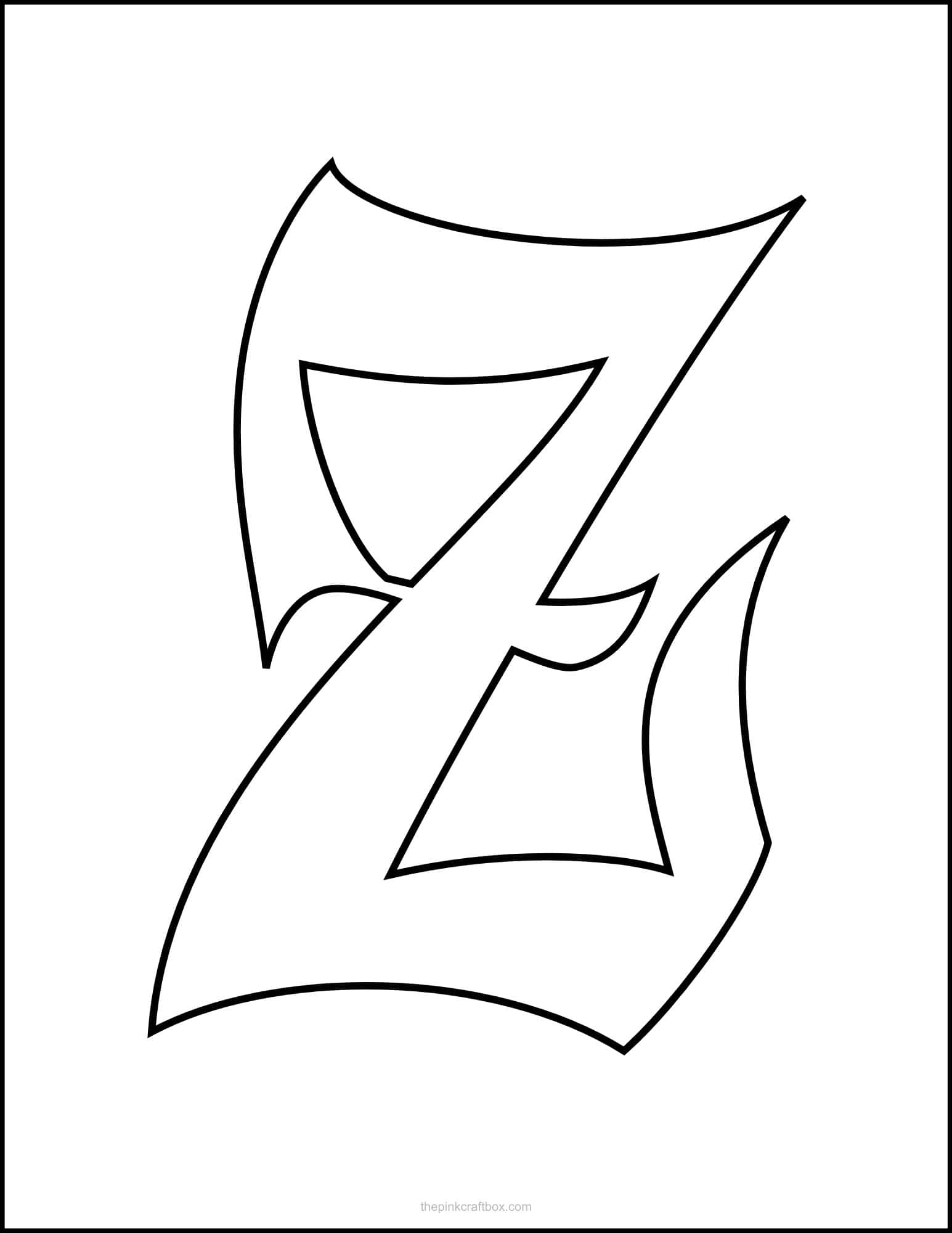 Printable letter z in classic old english font.
