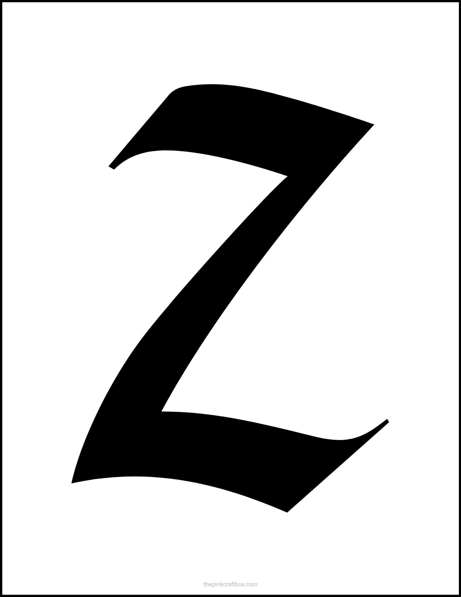 Printable letter z in classic old english font.