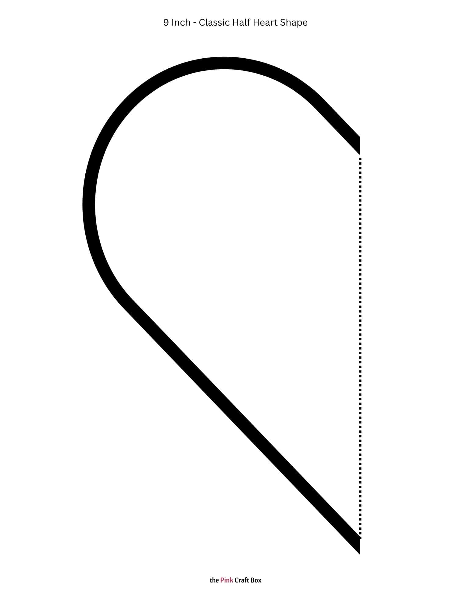 9 inch basic half heart shape template printable.