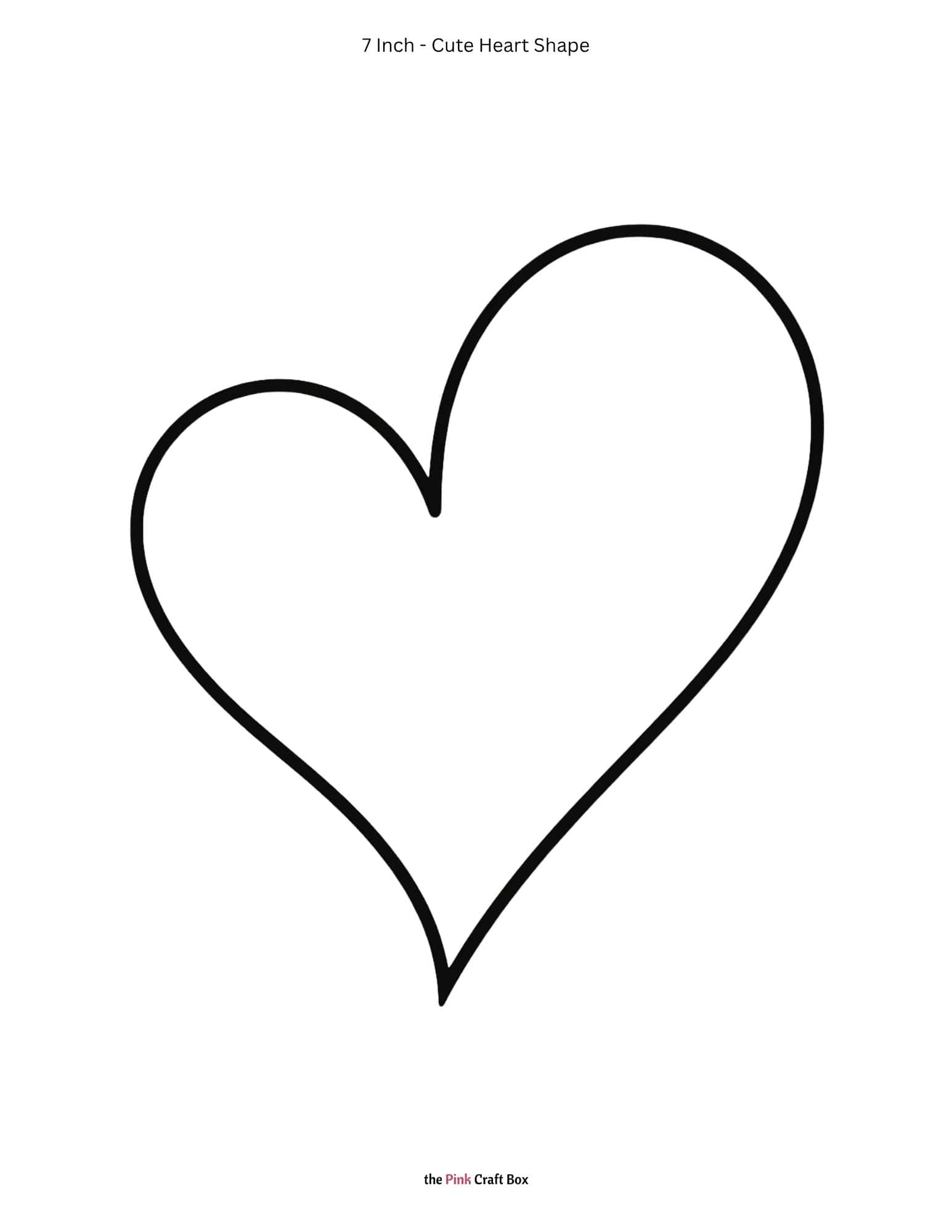 7 Inch cute heart shape template printable.