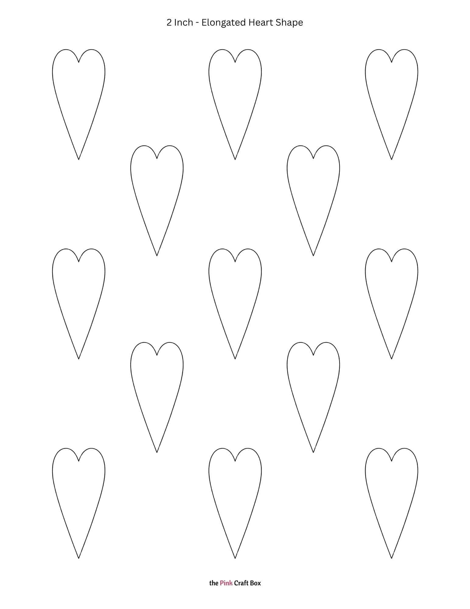 2 Inch elongated heart shape pattern printable.