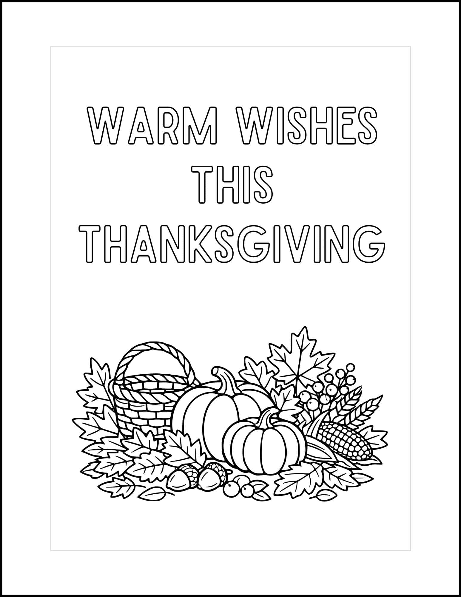 Pumpkins and harvest coloring card.