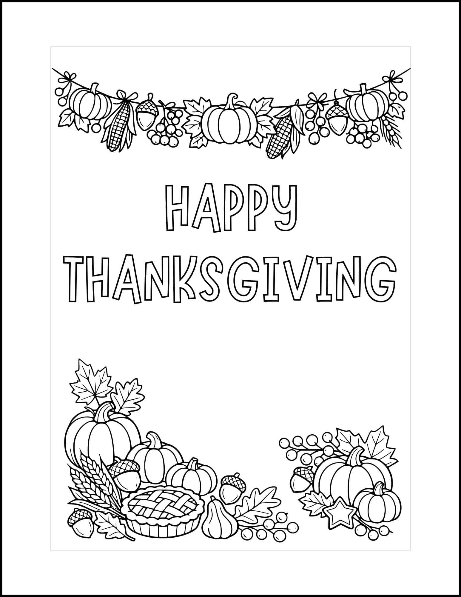 Thanksgiving card with pumpkins and harvest theme.