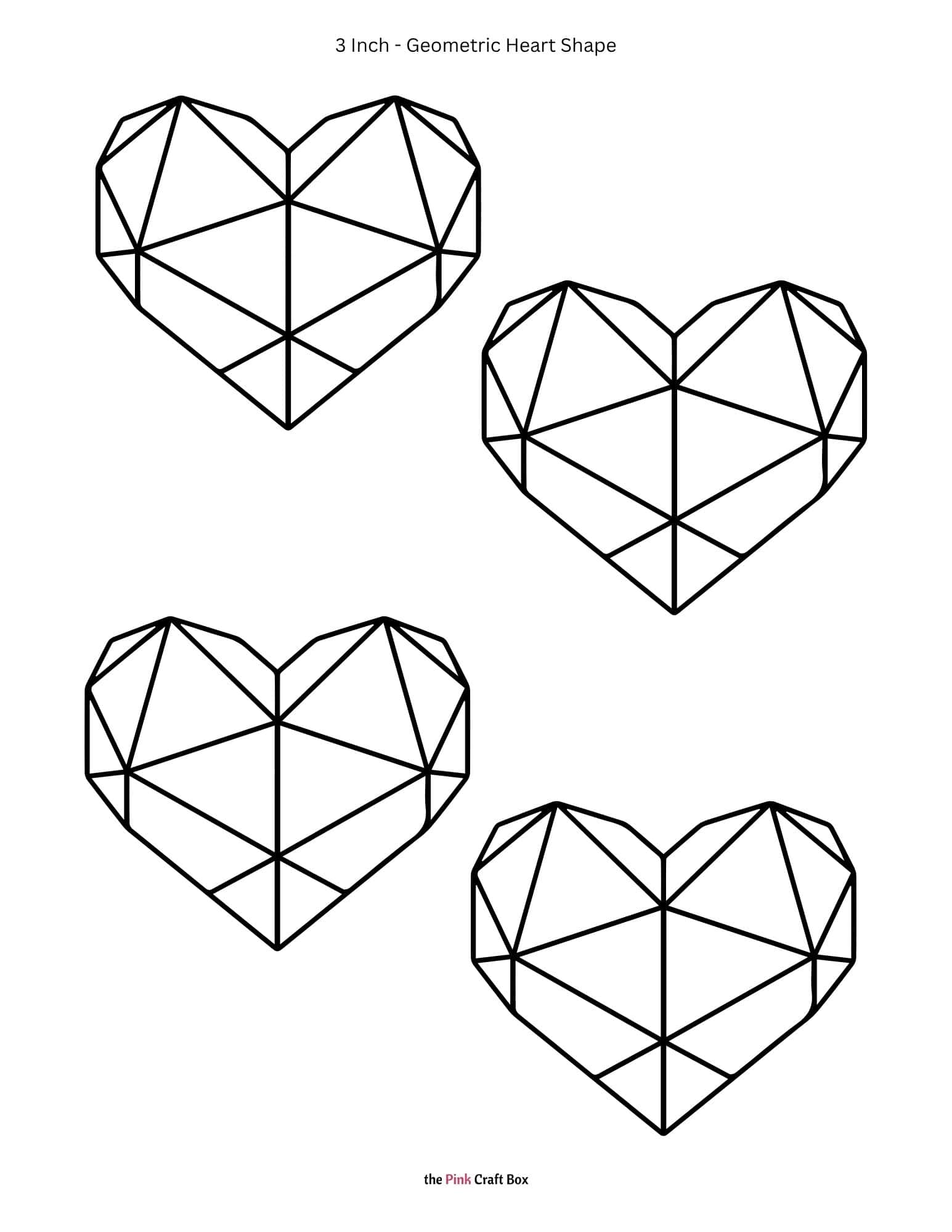 3 Inch geometric heart design printable.