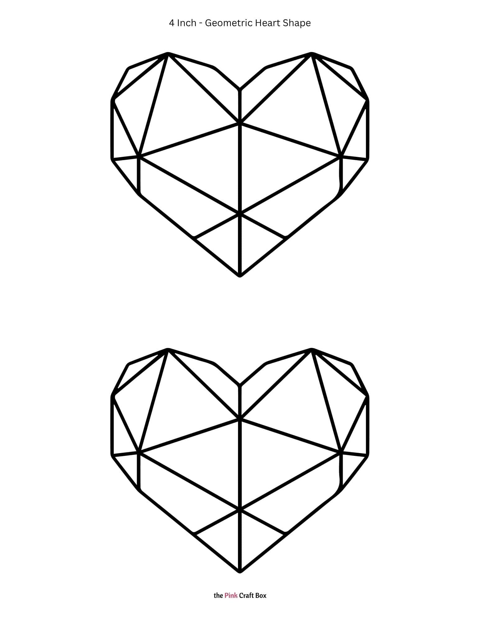 4 Inch geometric heart shapes printable.