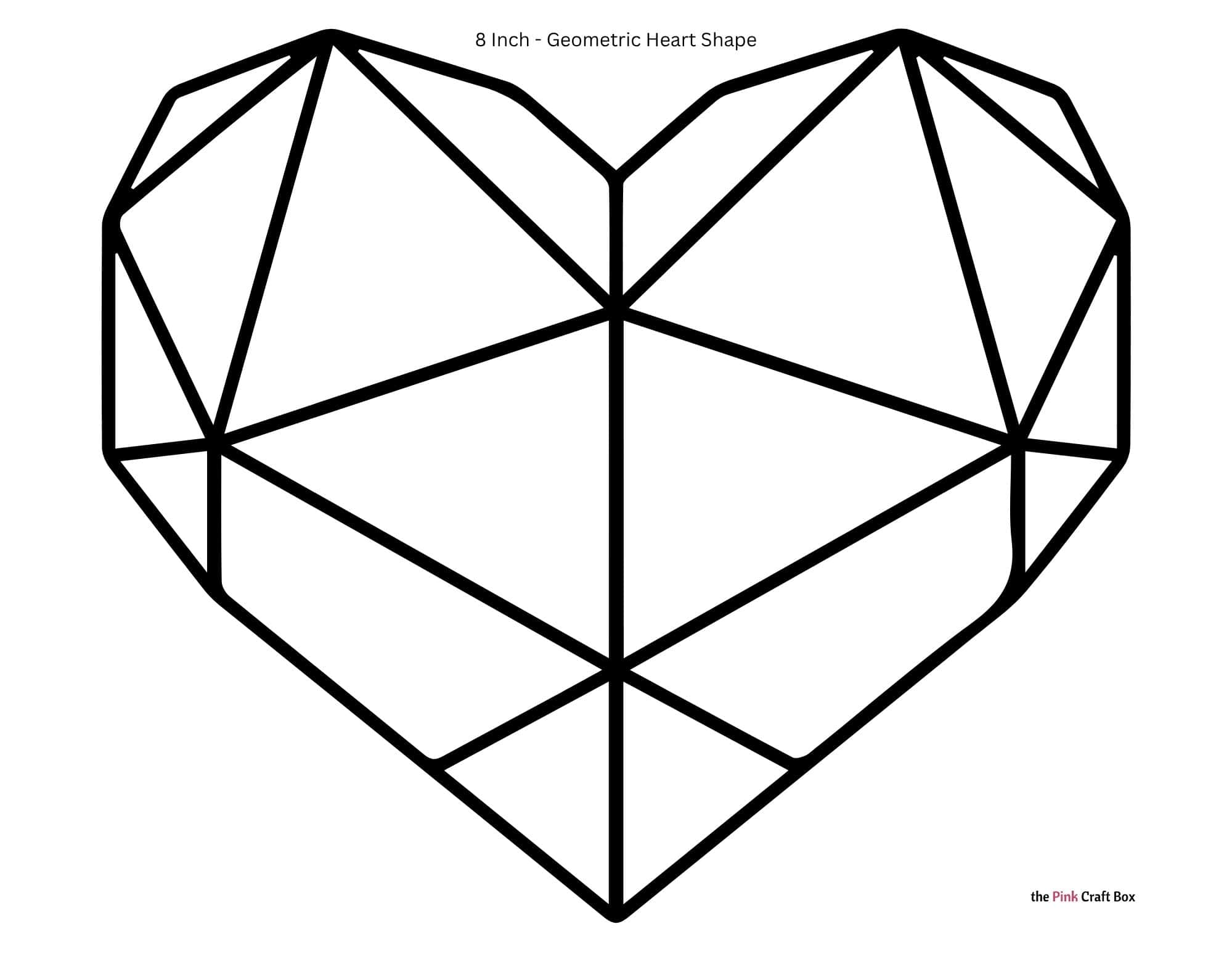 8 Inch geometric heart shape template printable.