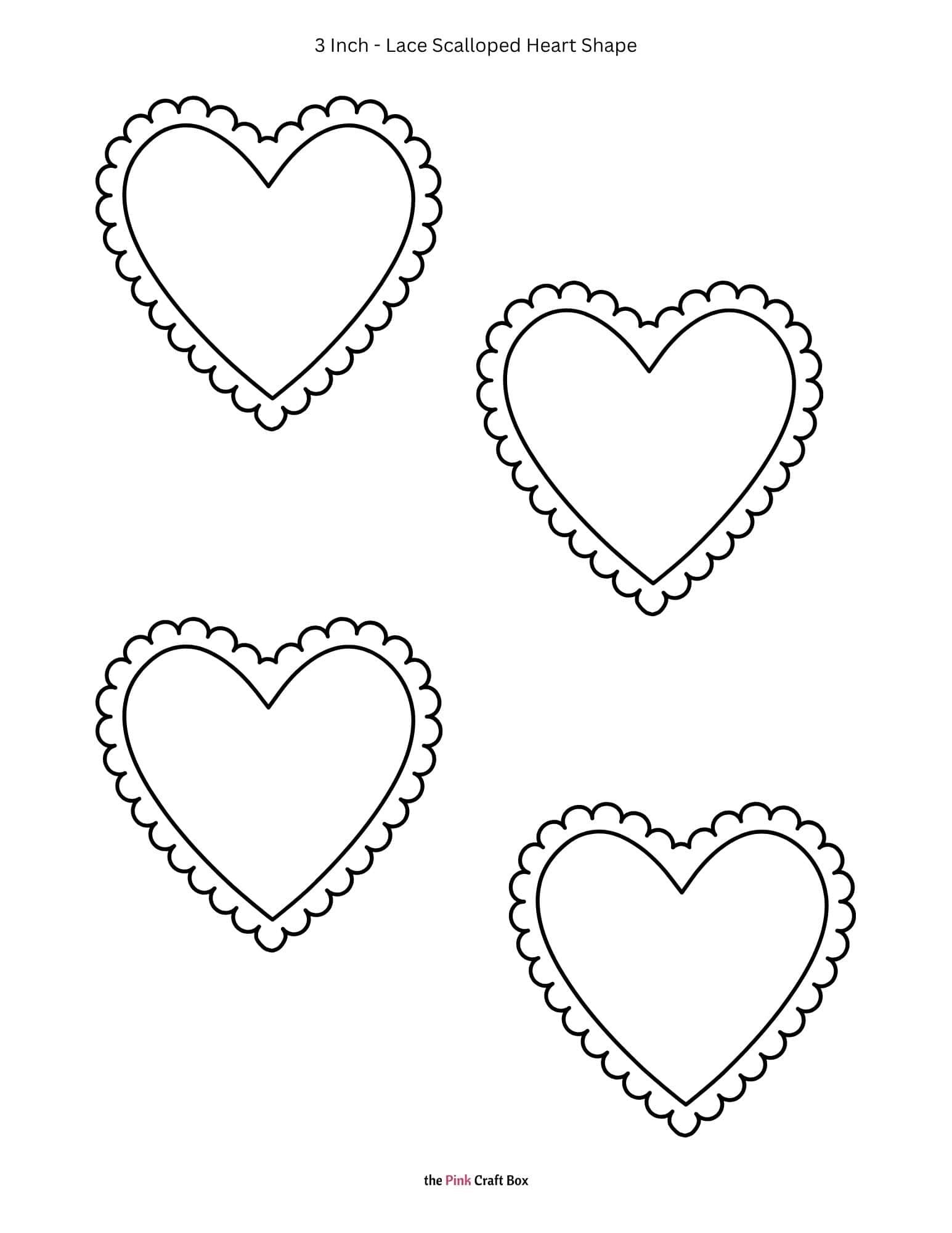 3 Inch lace scalloped heart design printable.