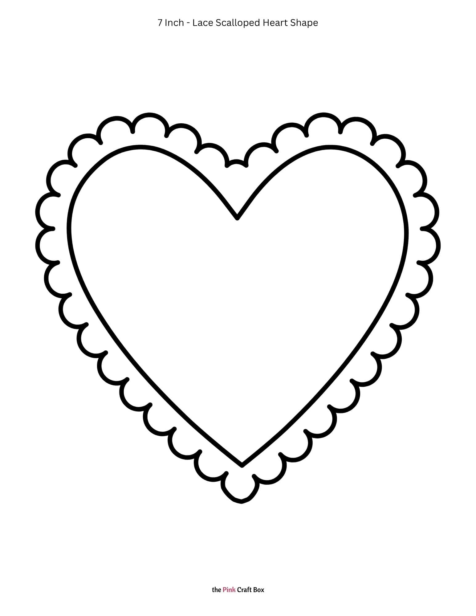 7 Inch lace scalloped heart shape template printable.