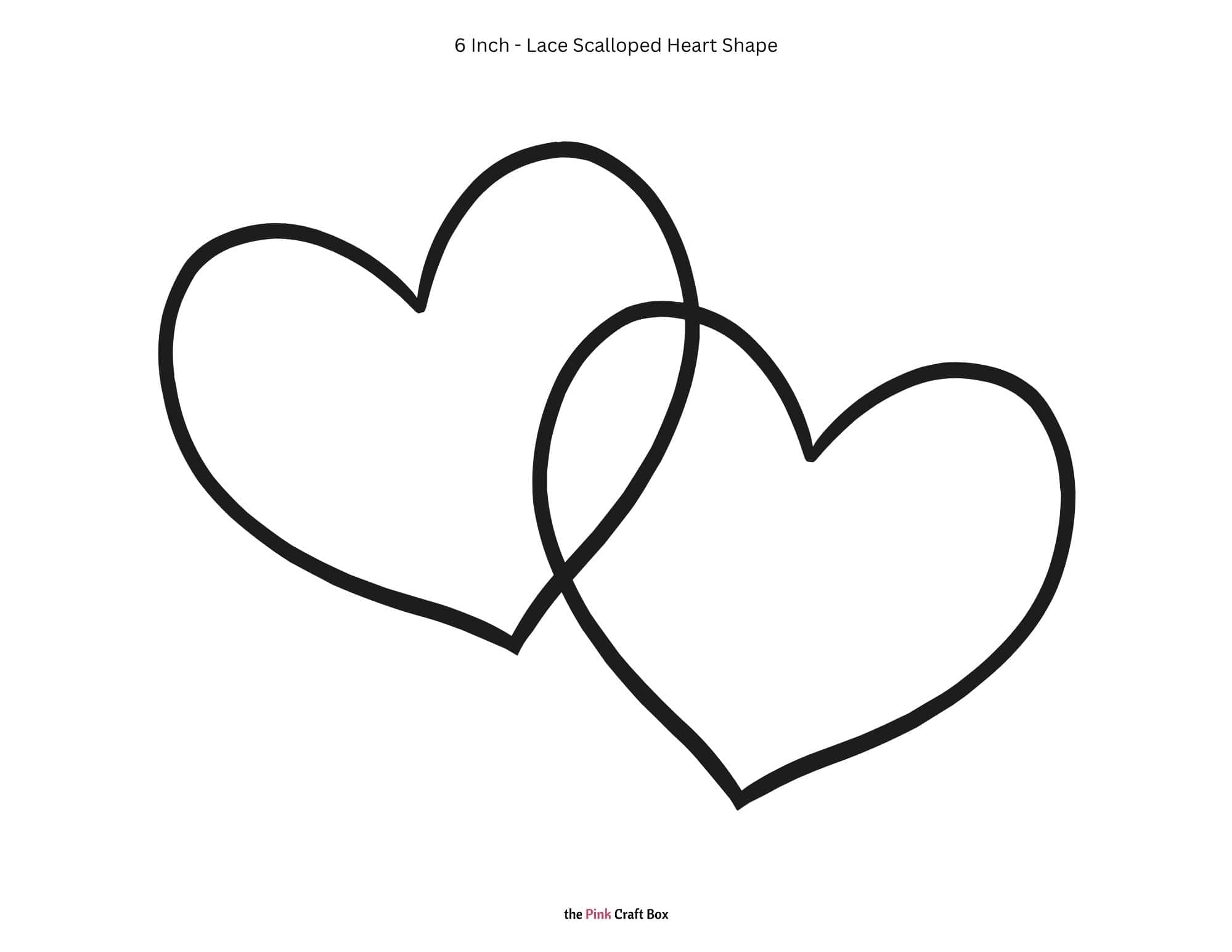 6 Inch linked heart shape stencil template printable.