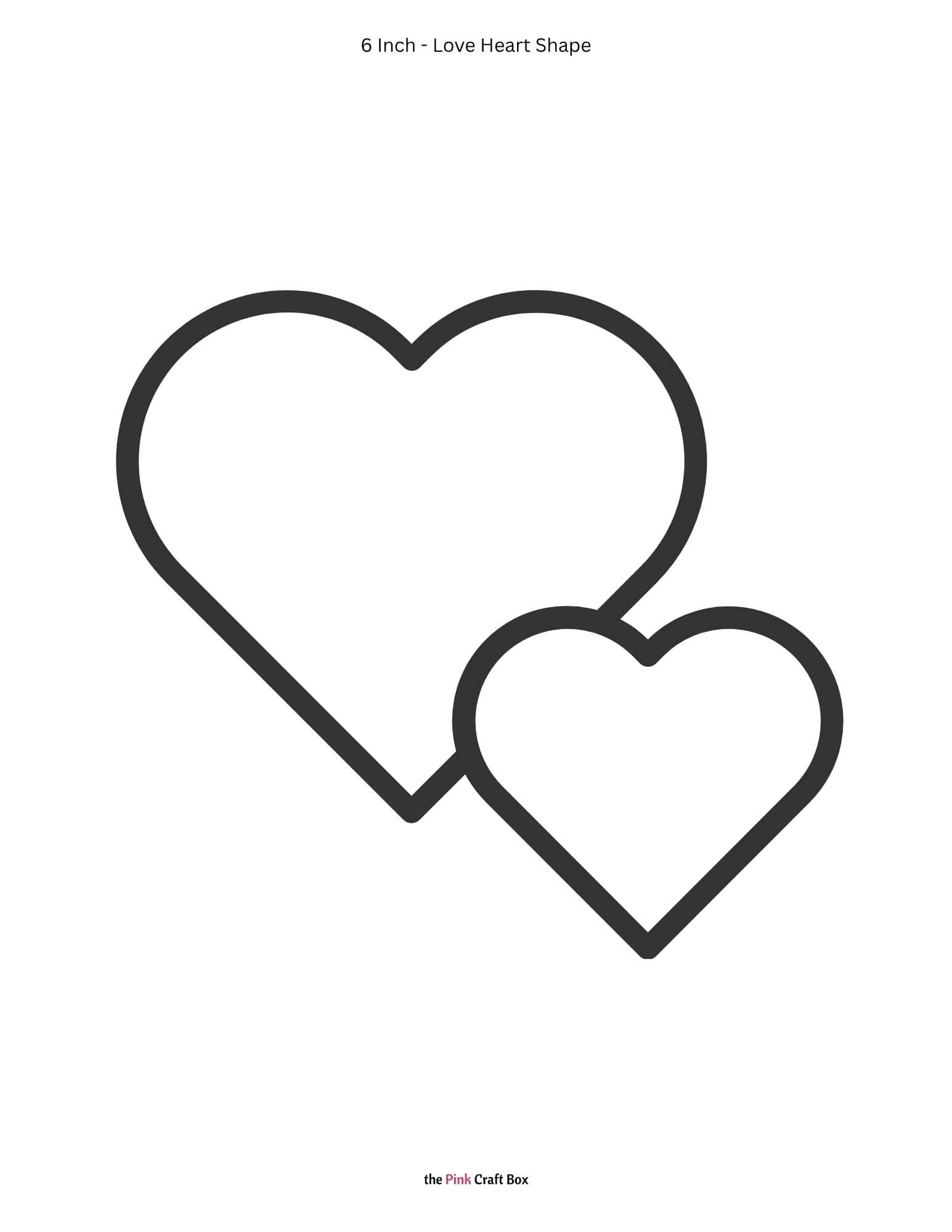 6 Inch love heart shape stencil template printable.