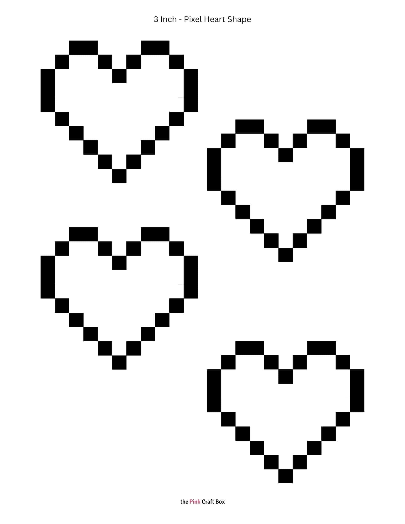 3 Inch pixel heart design printable.