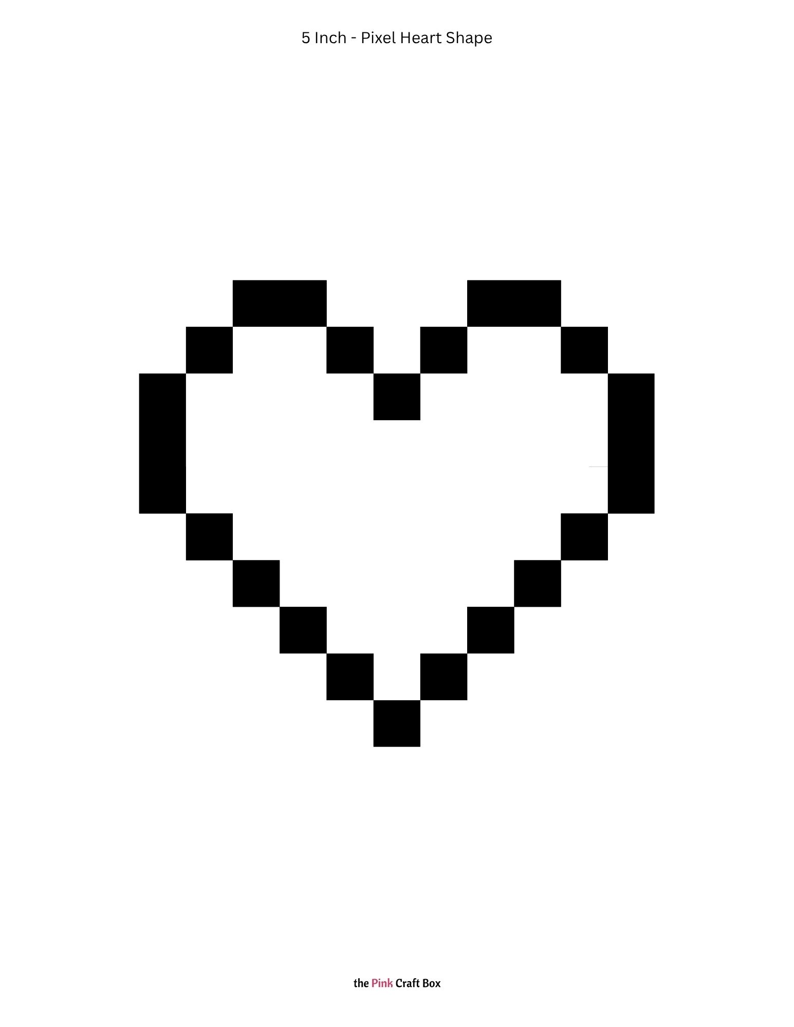 5 Inch pixel heart stencil template printable.