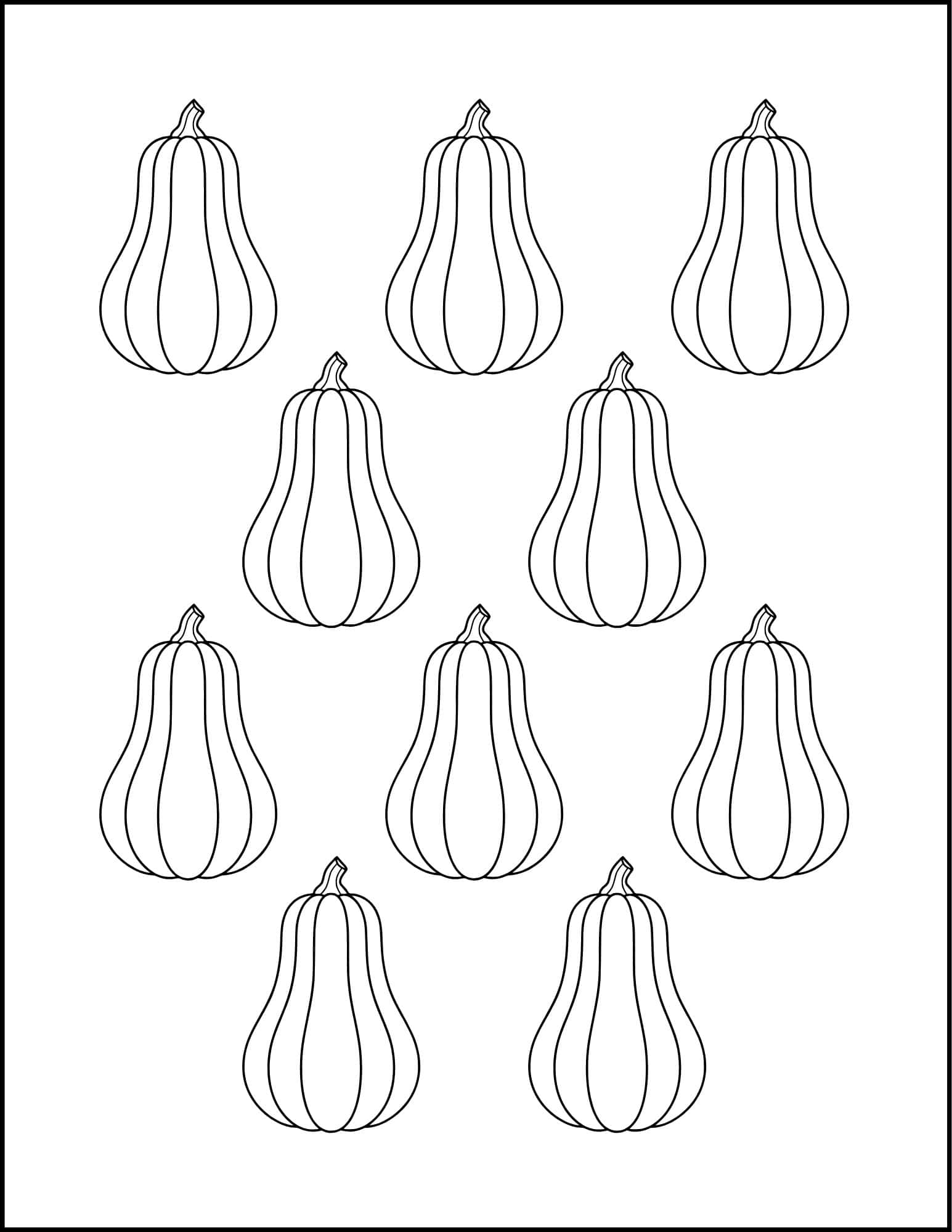 10 small printable tall pumpkin templates.