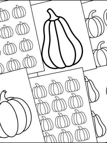 A stack of printable pumpkin templates overlapping one another.