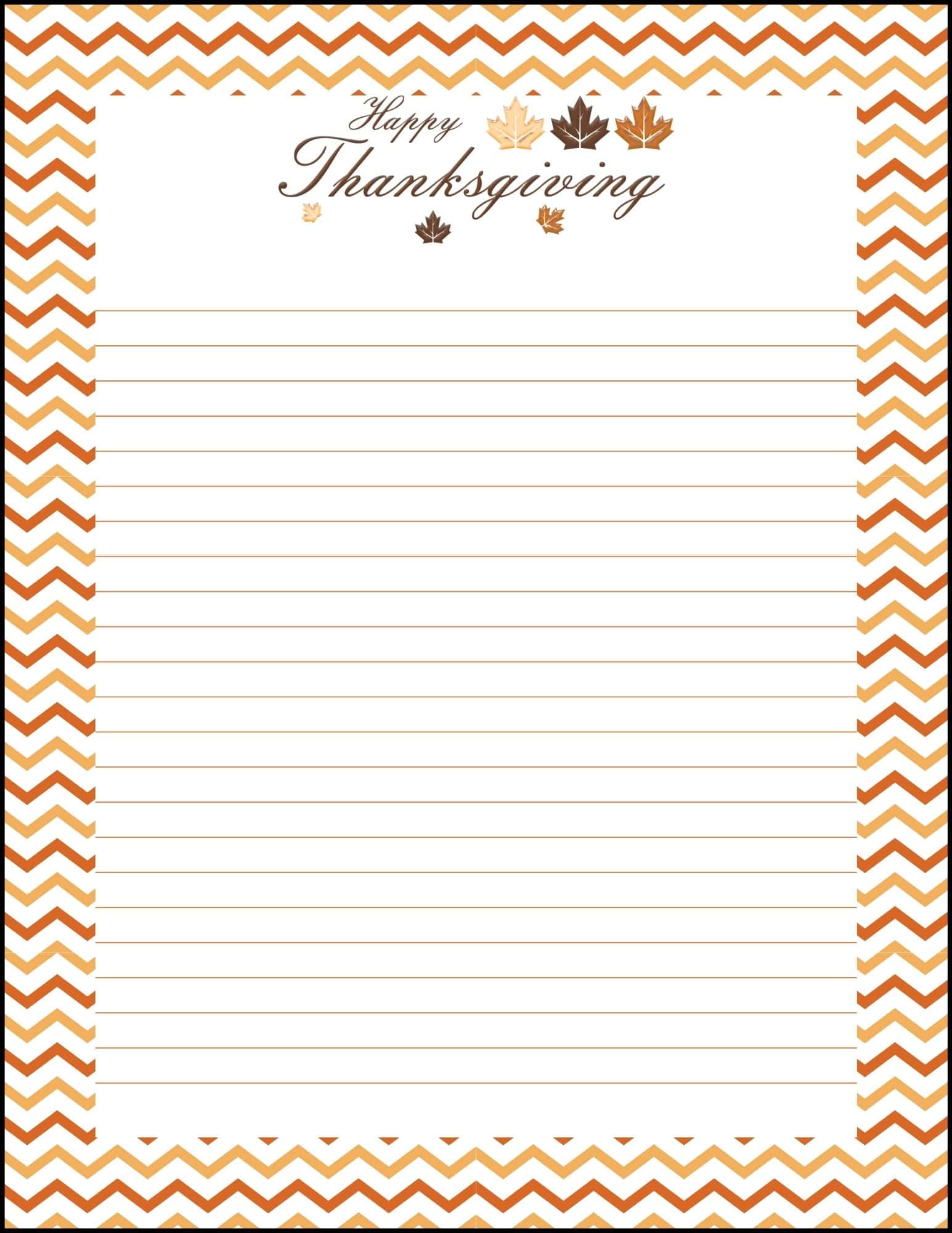 Chevron thanksgiving printable writing paper.