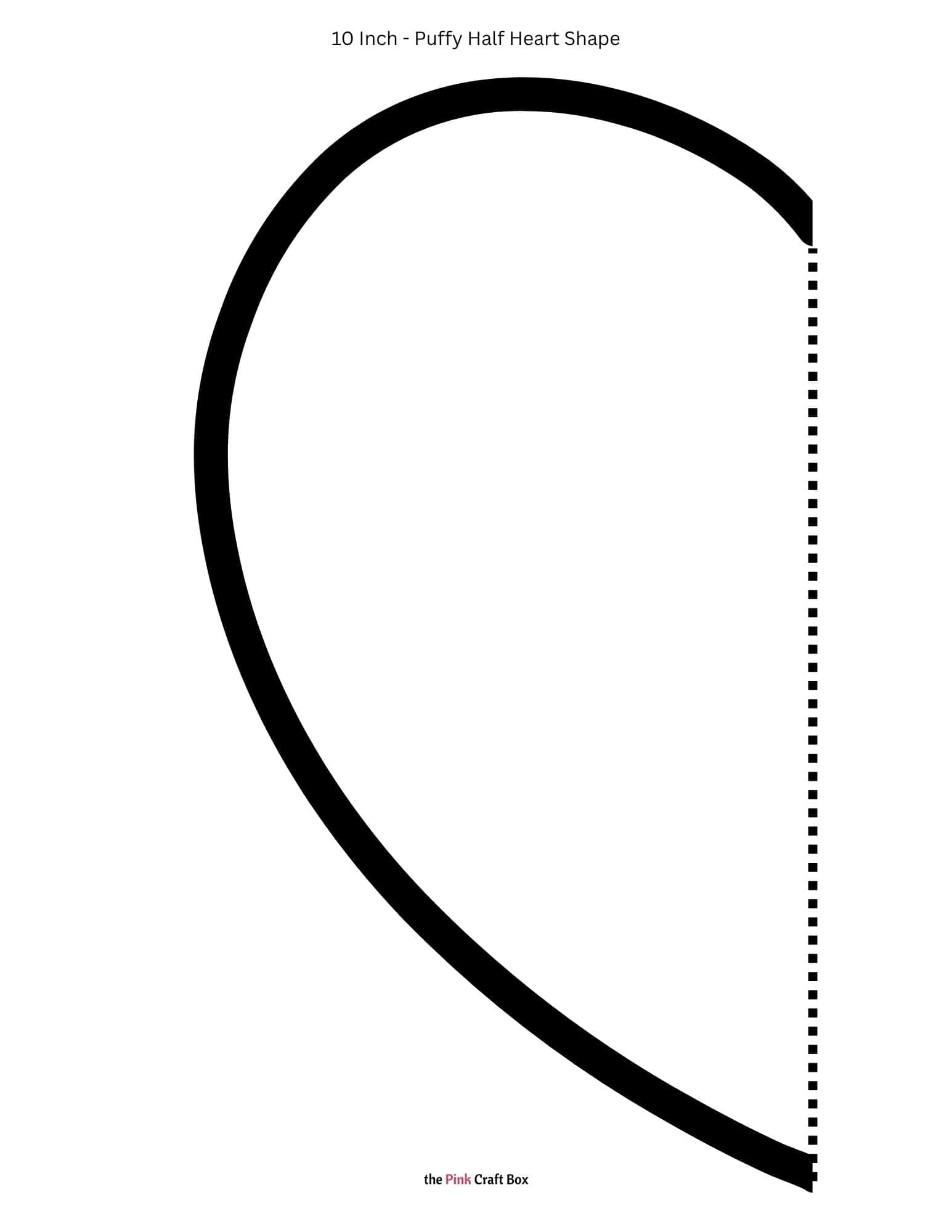 10 Inch puffy half heart printable template.