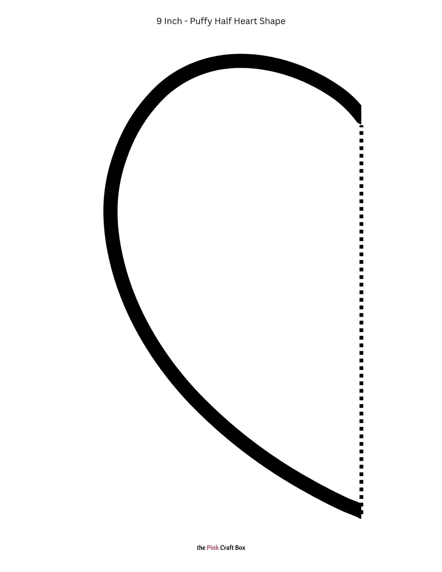 9 Inch puffy half heart printable template.