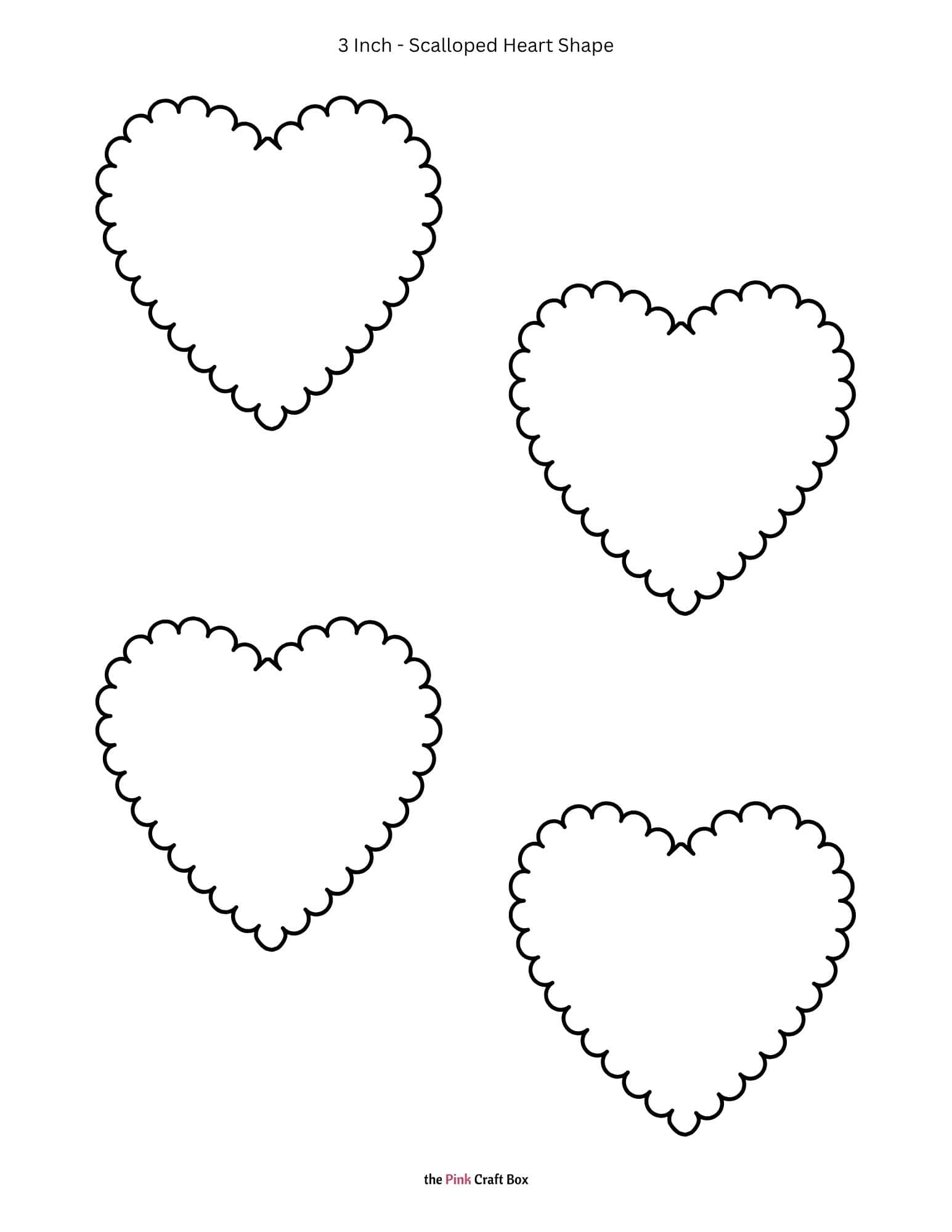 3 Inch scalloped heart design printable.