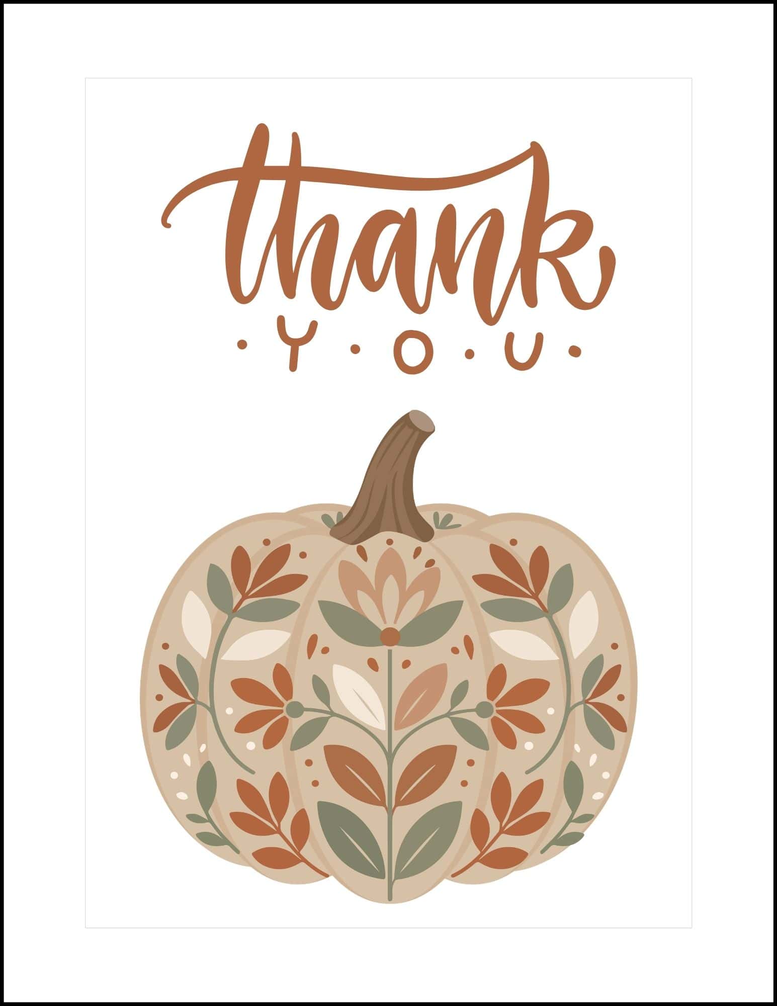 Decorated pumpkin thank you card.