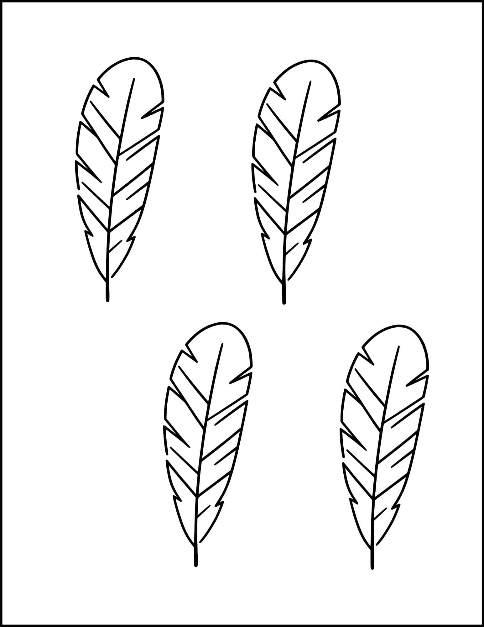 Wide turkey feathers pattern printable template.