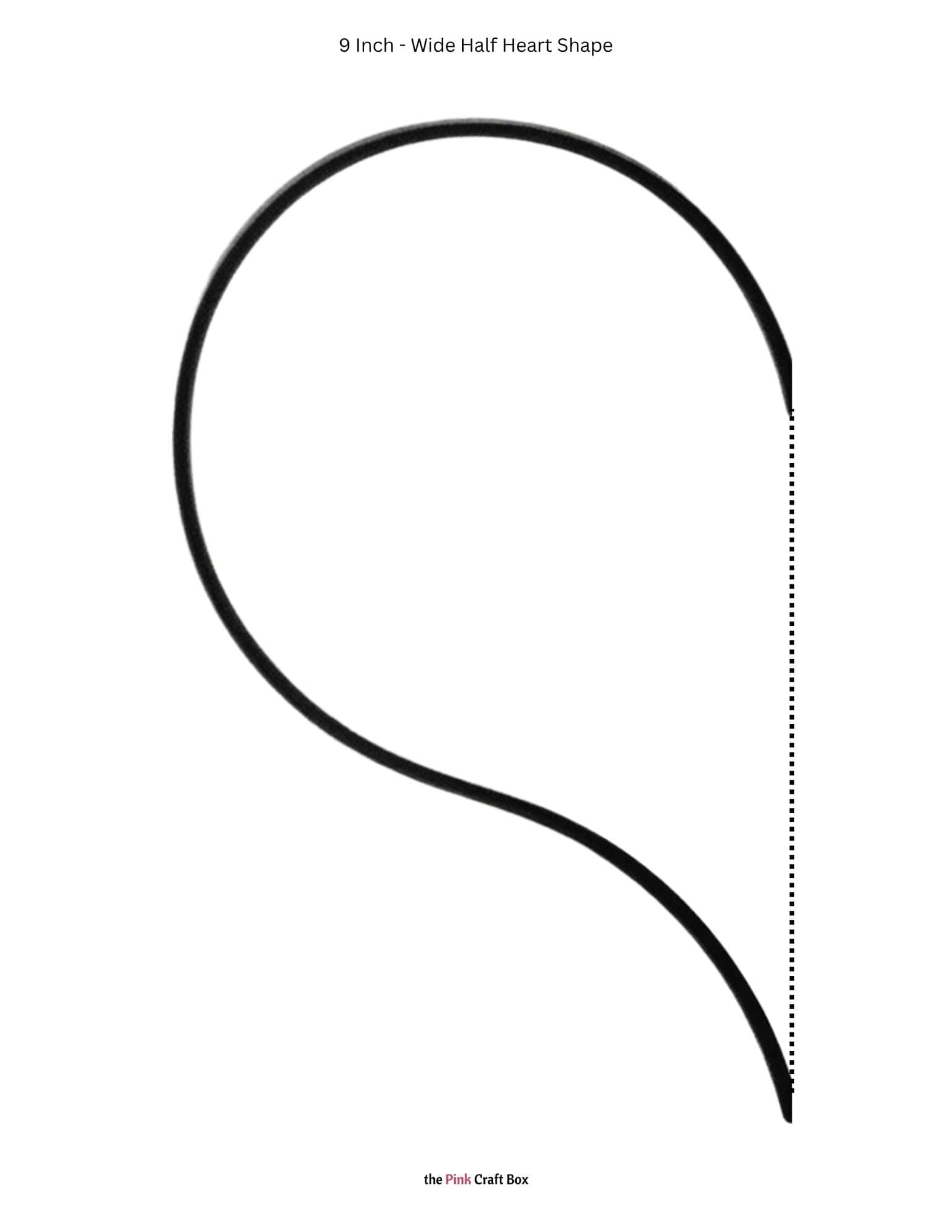 9 Inch wide half heart printable template.