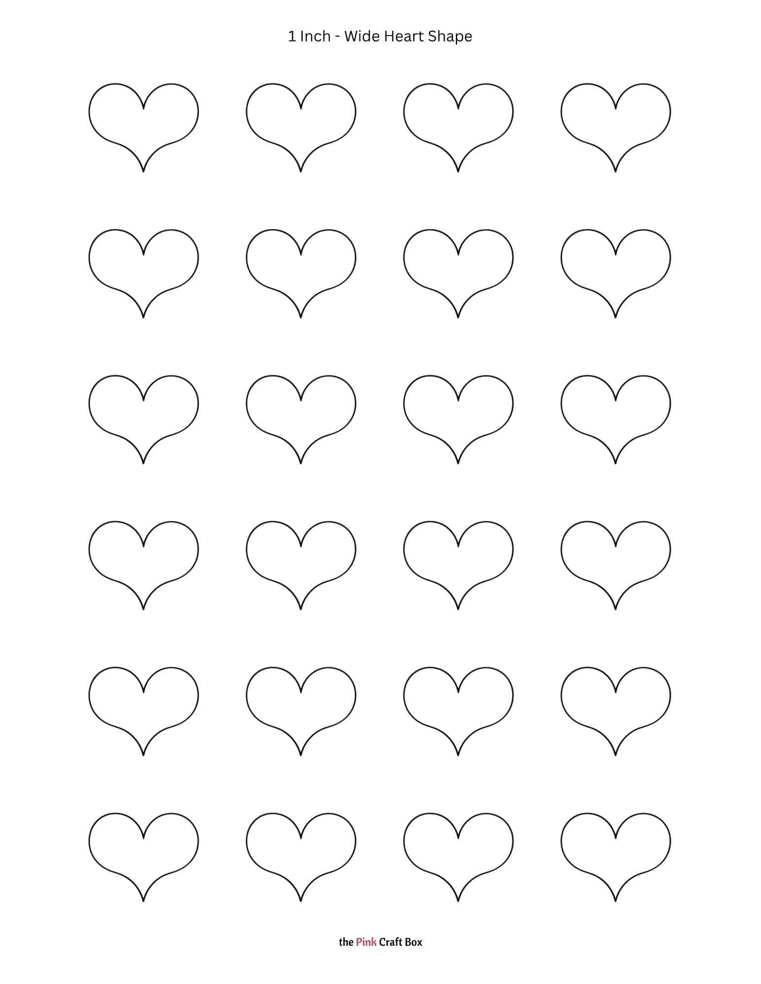 1 Inch wide heart pattern template printable.