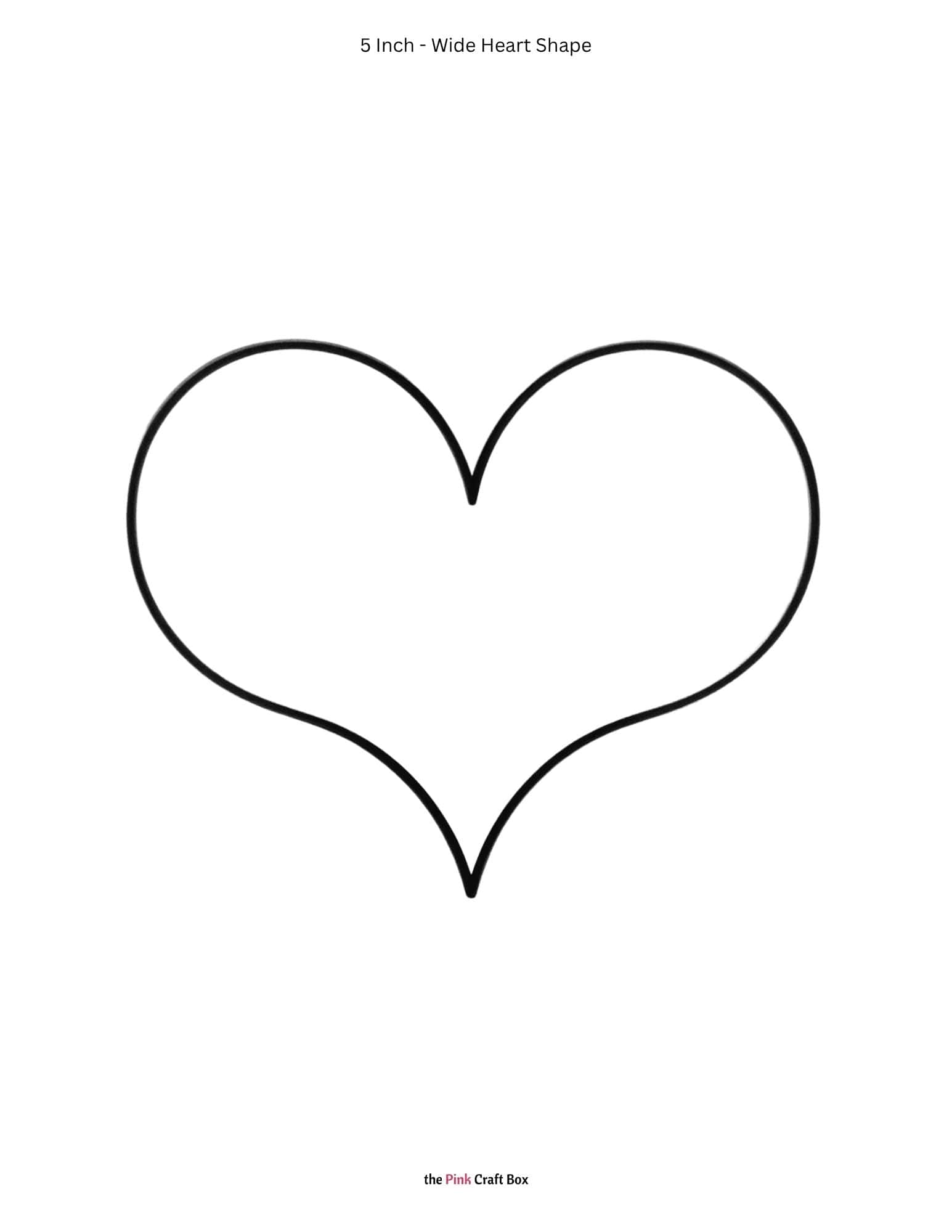 5 Inch wide heart stencil template printable.