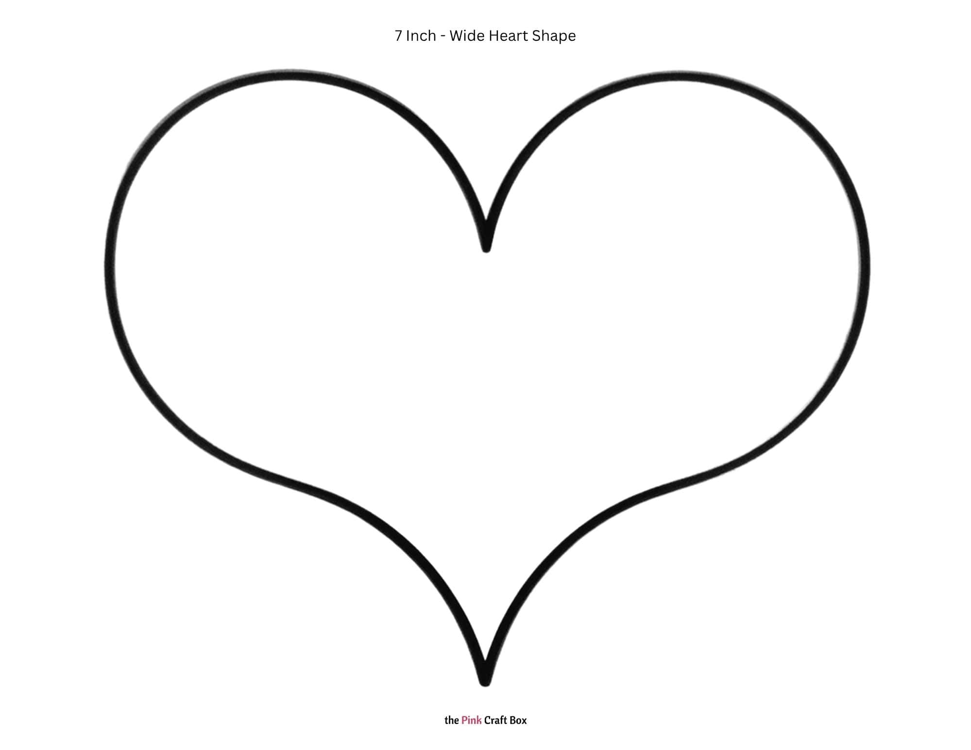 7 Inch wide heart shape template printable.